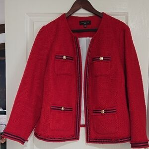 Talbots Red Blazer with Navy Accents